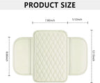 Upgraded Car Center Console Cover,Microfiber Leather Car Armrest Cover Cushion with 2 Storage Bags,Universal Armrest Storage Box Interior Accessories for Most Vehicles (Cream)