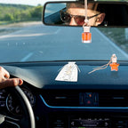 48 Sets Hanging Car Air Freshener Diffuser Bottles Bulk with Car Diffuser Instructions Car Card Empty Glass Essential Oil Diffuser Bottles Fragrance Perfume Pendant Bottle for Staff Employee