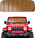 Windshield Sunshade for Jeep Wrangler JL 2018-2026, Gladiator 2020-2026 Custom Fit Front Window Sun Shade- Leather