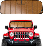 Windshield Sunshade for Jeep Wrangler JL 2018-2026, Gladiator 2020-2026 Custom Fit Front Window Sun Shade- Leather