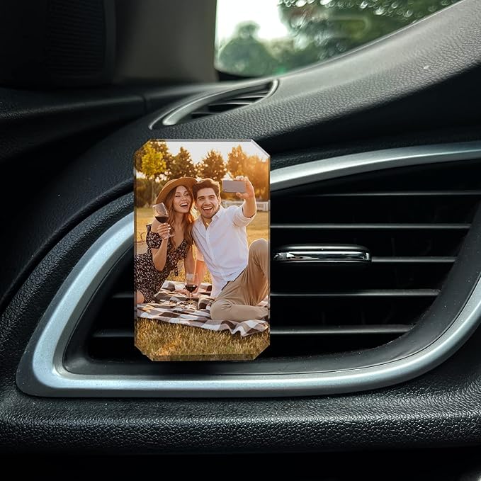 Custom Crystals Car Air Vent Clip with Photo Personalized Picture Car Air Freshener Clips Interior Car Accessories Decoration for Men Women