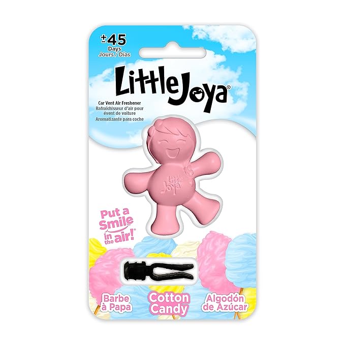 Little Joya 96017-6PK Cotton Candy Car Air Freshener Vent Clip Provides Long-Lasting Freshness in a Compact Design, Fights Odors for up to 45 Days, Cute Car Odor Eliminator, Non-Toxic, Pack of 6