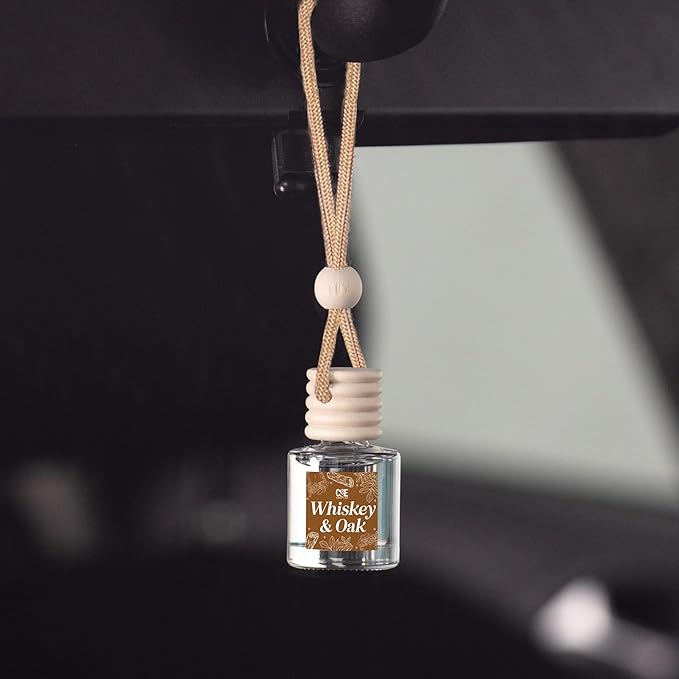 CE Craft Whiskey + Oak Car Air Hanging Fragrance Oil Diffuser, Air Freshener for Essential Oils, Scents Aromatherapy Automobile, Long Lasting Car Fresh