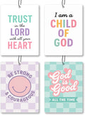 Trendy Pink Cute Christian Car Air Freshener 4 Pcs - Cute Girly Religious Hanging Air Freshener 4 Pcs for Cars Closet Drawer Books, Preppy Christian Car Accessories Mirror Decor for Women Girls 045