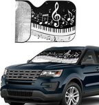 Black White Music Car Windshield Sunshade Front Window Sun Visor Protector Foldable Shield Cover for Truck SUV