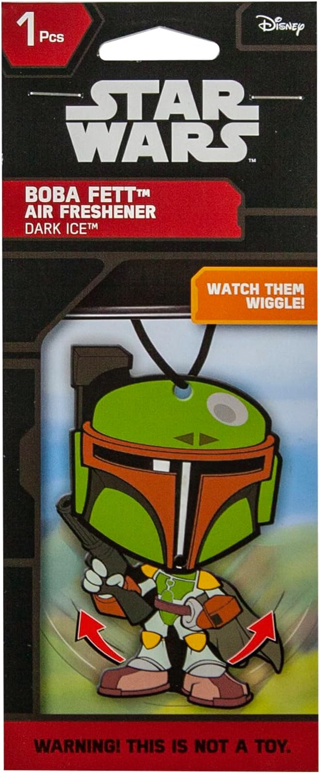 Plasticolor 005417R01 Star Wars Boba Fett Wiggler Paper Air Freshener Dark Ice Scent