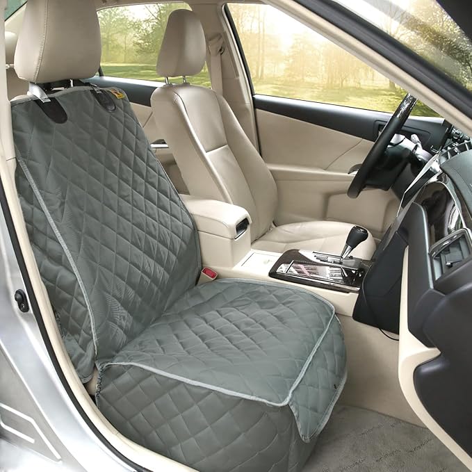 Deluxe Dog Seat Cover for Front Seat-More Durable Waterproof Front Seat Protector, High Heat Resistant and Nonslip Front Seat Cover for Dogs Kids, Universal Size (Grey)