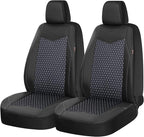 Coverado Front Seat Covers, Breathable Mesh & Leather Car Seat Protectors, Black Driver Seat Cover, Car Seat Cushions, Universal Automotive Seat Covers Fit for Most Sedans SUV Truck, Black