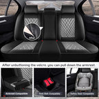 Truck Seat Covers for Ford F150 2009-2026, Waterproof Premium Leather Full Coverage Car Seat Cover, Muscle Sport Style Auto Interior Seat Cover Sets (Full Set/Black Gray)