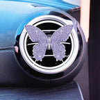 Dotesy 2 Pack Bling Bling Butterfly Air Vent Clips Crystal Butterfly Car Air Fresheners Vent Clips Diamond Cute Car Interior Decor for Women (Purple)