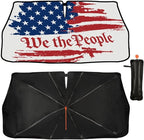 Socira Vintage USA American Flag Car Windshield Sunshade Umbrella Foldable Visor Umbrella Sun Shade Cover Sunshade Front Window Cover Car Accessories Blocks Uv Rays (57" X 30")
