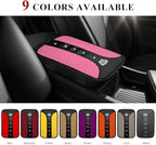 Bling Leather Car Center Console Cover, Anti-Slip Crown Armrest Seat Box Cushion Pad with Rhinestones, Waterproof Crystal Arm Rest Protector Interior Decor for Most Vehicles (Pink)
