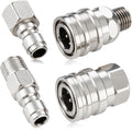 4 PCS Pressure Washer Coupler Quick Connect Fittings，1/4 in NPT Female and Male Thread (Premium Pressure Washer Hose Adapter Set), Stainless Steel Hose Connector, 2 Set