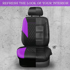 CAR PASS Purple Leather Seat Covers, Quilting Pretty Car Seat Cover with 5mm Composite Sponge Inside,Airbag Compatible,Universal Fit for Most Sedan SUV Van Truck (Full Set,Purple)