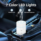100ML Car Essential Oil Diffuser, Rechargeable Battery Powered, Cordless Portable Humidifier with 7 LED Color Changing Lights for Travel (White)