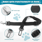 Adjustable Dog Seat Belt for Car, 2 Pack Pet Safety Belts for Vehicles, Heavy-Duty Nylon Puppy Harness Seatbelt Leash for Driving, Universal Fit Seatbelts for Pets in SUV, Truck, Travel, Black