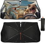 Socira Dinosaur Car Windshield Sunshade Umbrella Foldable Funny Visor Umbrella Sun Shade Cover Sunshade Front Window Cover Dinosaur Car Accessories Blocks Uv Rays (57" X 30")