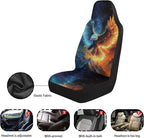 ELEQIN Flame Eagle Car Seat Covers Two Front Only for Car, Automotive Interior Covers, Quick Setup Universal Fit Seat Covers for Car, Truck, SUV