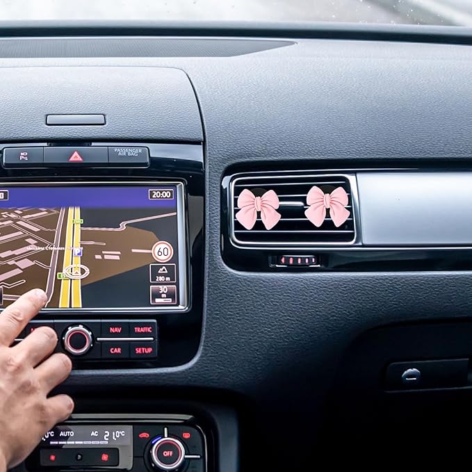 6pcs Pink Bow Car Vent Clips Air Freshener Vent Clip Cute Air Conditioning Outlet Clip Car Interior Decor Charm Accessories(3.2 cm, 3.4 cm)