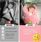 Travel Pillow, Car Pillow for Kids & Adults, Kid Travel Sleeping Pillows for Neck & Body Support, Car Travel Essentials Pillow on Road Trips, Pink
