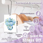 Blue Hydrangea Flower Car Air Freshener Accessories 3pcs, Floral Farmhouse Hanging Air Fresheners Decor for Girly Room Closet Bathroom, Watercolor Car Scent Fragrance Card for Women Drawer