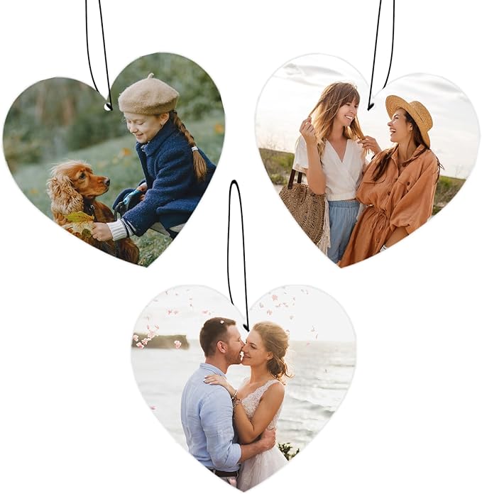 Custom Air Fresheners with Picture, Personalized Photo Air Freshener for Car Wardrobe Bathroom Hanging Ornaments (Heart-)