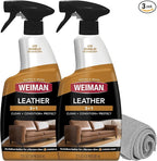 Weiman Leather Cleaner Conditioner & Protector for Couches, Boots, Chairs, Bags, Purses & Auto Interior with Microfiber Towel Included (2 Pack)