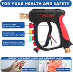 DUSICHIN Foam Cannon Short Pressure Washer Gun 1/4 Inch Quick Connector,Car Wash Foam Gun with 5 Pressure Washer Nozzle Tips 3/8'' Swivel Quick Connector,Additional Orifice Nozzle 1.04mm Car Washing