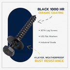 1/4 x 2 (100 Pack) Lag Screw Kit, 100 Screws and 100 Washers, Ceramic Black Ruspert Coating for Exterior Use, Meets ASTM A307 and ASME B18.2.1, Industrial/Commerical Grade by Makers Bolt