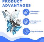 Car Shiny Dual Butterfly Air Outlet Clips, Crystal Air Fresheners Vent Clips, Car Diffuser Vent Clip Rhinestone Diamond Interior Decor, Car Decoration, Bling Car Accessories (2 Pcs Blue)