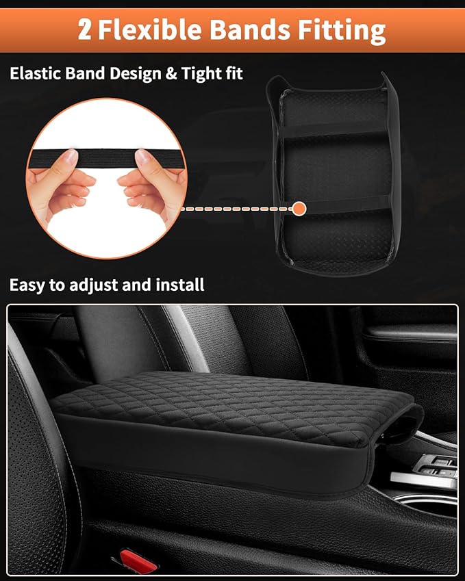Shademax Center Console Cover for Honda Pilot 2023-2026, 2024 2025 2026 Ridgeline/Passport Accessories Armrest Cover Cushion Pad Car Arm Rest Console Box Lid Cover Protector PU Leather Black