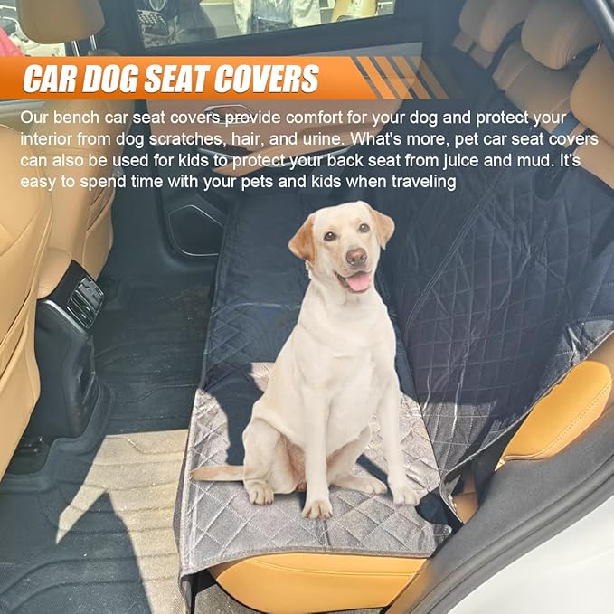 Car Back Seat Cover for Dog, Waterproof Nonslip Car Seat Protector for Pet Kids, Pet Bench Backseat Cover for Cars SUVs Trucks, 53"