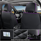 Coverado Car Seat Covers Front Seats, Nappa Leather Black&Purple Car Seat Cover, Automotive Seat Covers, Waterproof Driver Seat Protector, 2 Pack Front Seat Cover Car Seat Cushion Fit for Most Cars