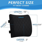 Lumbar Support Pillow for Office Chair Back Support Lumbar Pillow for Car, Gaming, Office Chair - Improve Sitting Posture & Back Pain Relief, Memory Foam, Adjustable Straps, Black