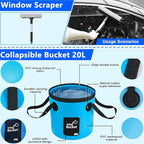 THINKWORK Car Wash Kit, Car Detailing Kit with Foam Gun, Car Wash Brush Mop and Large Folding Bucket Suitable for Car Cleaning, Blue Car Wash Set Gift for Men and Women