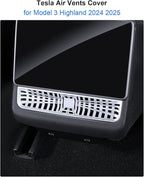 Tesla Air Vents Cover Model Y Juniper Model 3 Highland Alloy Rear Seat Center Console Air Vent Trim Cover Tesla Model 3 Accessories Backseat Air Condition Outlet Protector Silver