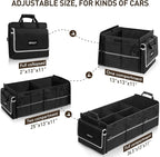 HIRALIY 4 in 1 Car Trunk Storage Organizer with Leakproof Cooler Bag, Multi-Compartment Foldable Trunk Storage Box for Car Truck SUV Black