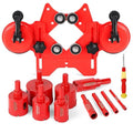WORKEASE Diamond Hole Saw Kit, 11 Pcs Brazed Hollow Tile Set (0.24”-2”) with Double Suction Cups Guide Jig, Drill Bit Suitable for Glass, Ceramic, Tile, Marble, Porcelain Red