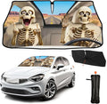 CHILL·TEK Funny Animal Car Windshield Sun Shade Umbrella, Funny Skull Car Sun Shade Umbrella, Block UV Rays Heat Foldable Windshield Umbrella Sun Visor Protector - Keep Vehicle Cool for Cars SUV