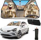 CHILL·TEK Funny Animal Car Windshield Sun Shade Umbrella, Funny Skull Car Sun Shade Umbrella, Block UV Rays Heat Foldable Windshield Umbrella Sun Visor Protector - Keep Vehicle Cool for Cars SUV