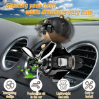 2Pcs Car Air Fresheners, Cute Bear Pilot Automotive Air Outlet Creative Car Perfume Diffuser, Automotive Accessories Air Vent Decoration with 8 Fragrant Tablets (Black 1+Black 1)