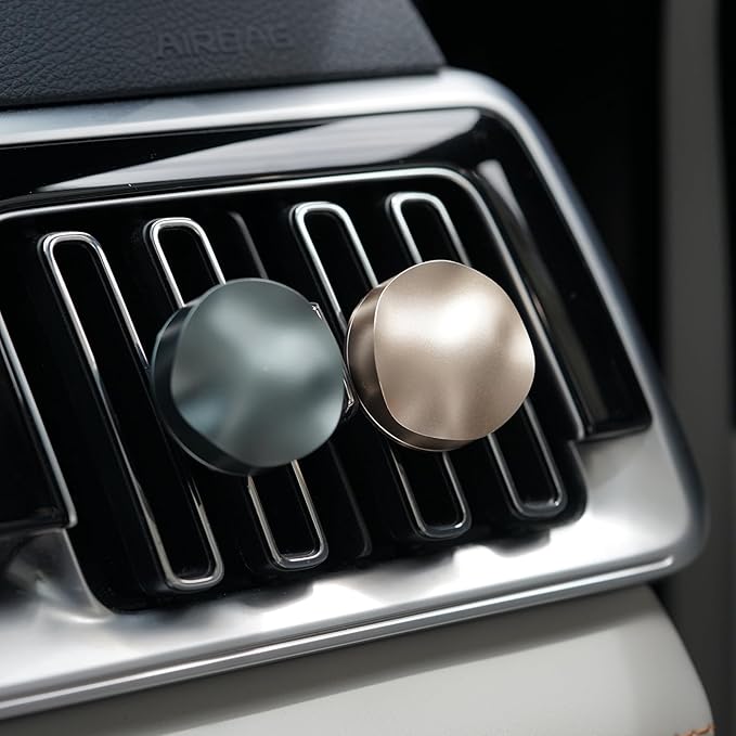 THEDOTS Green Luxury Car Air Freshener, Refillable Car Freshener Vent Clip, New Car Gift for Men, Amber Moss Scent