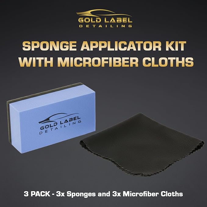 Sponge Applicator Kit 3 Pack with Microfiber Cloths | Perfect for Ceramic Coating, Nano Coating, Glass Coating, Tire Shine Detailing (3" Sponge Kit)