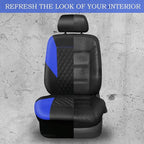 CAR PASS Leather Seat Covers-Universal Quilting Car Seat Cover with 5mm Composite Sponge Inside,Airbag Compatible,Front and Rear Seat Covers for Most Sedan,SUV,Van,Truck(Full Set,Blue)