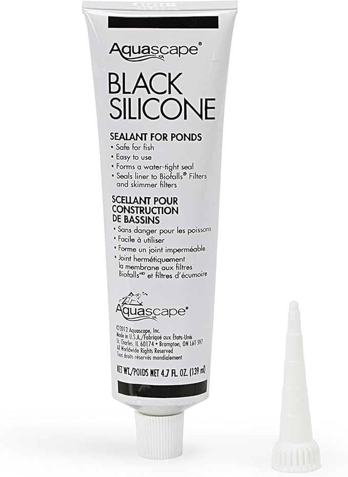 Aquascape Black Silicone Sealant – Fish-Safe Waterproof Silicone for Ponds, Aquariums, Terrariums, and Home Repairs, 4.7 oz Tube, 22010