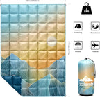 zzlamb Camping Blanket for Cold Weather,Outdoor Puffy Blanket Portable Down Alternative,Windproof Warm Cloak with Snaps,Cozy Quilt Backpacking Picnic RV Travel Plane Car Hammock Beach Climbing