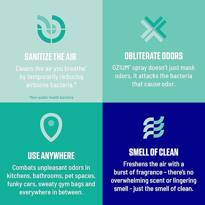 Ozium 3.5 Oz. Air Sanitizer & Odor Eliminator 4 Pack for Homes, Cars, Offices and More, Outdoor Essence, 4 Pack, MULTI