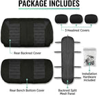FH Group Automotive Car Seat Covers Rear Set Premium 3D Air Mesh Seat Covers, Airbag Compatible and Split Bench Cover Universal Fit Interior Accessories for Cars Trucks and SUVs - Black