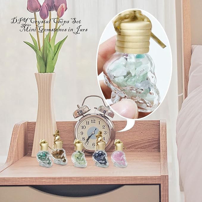 7 PCS MINI 10ml Skull Perfume Bottle for Car Air Freshener Pendant Essential Diffuser Oil Fragrance Aromatherapy Empty Bottle Decor (skull glass bottle)