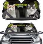 GENANY Cute Cat Couple Funny Windshield Sun Shade for Car SUV Truck (55x30 Inches),Sun Shade Windshield, Shades for Windows, Protector Blocks UV, Christmas Car Decor
